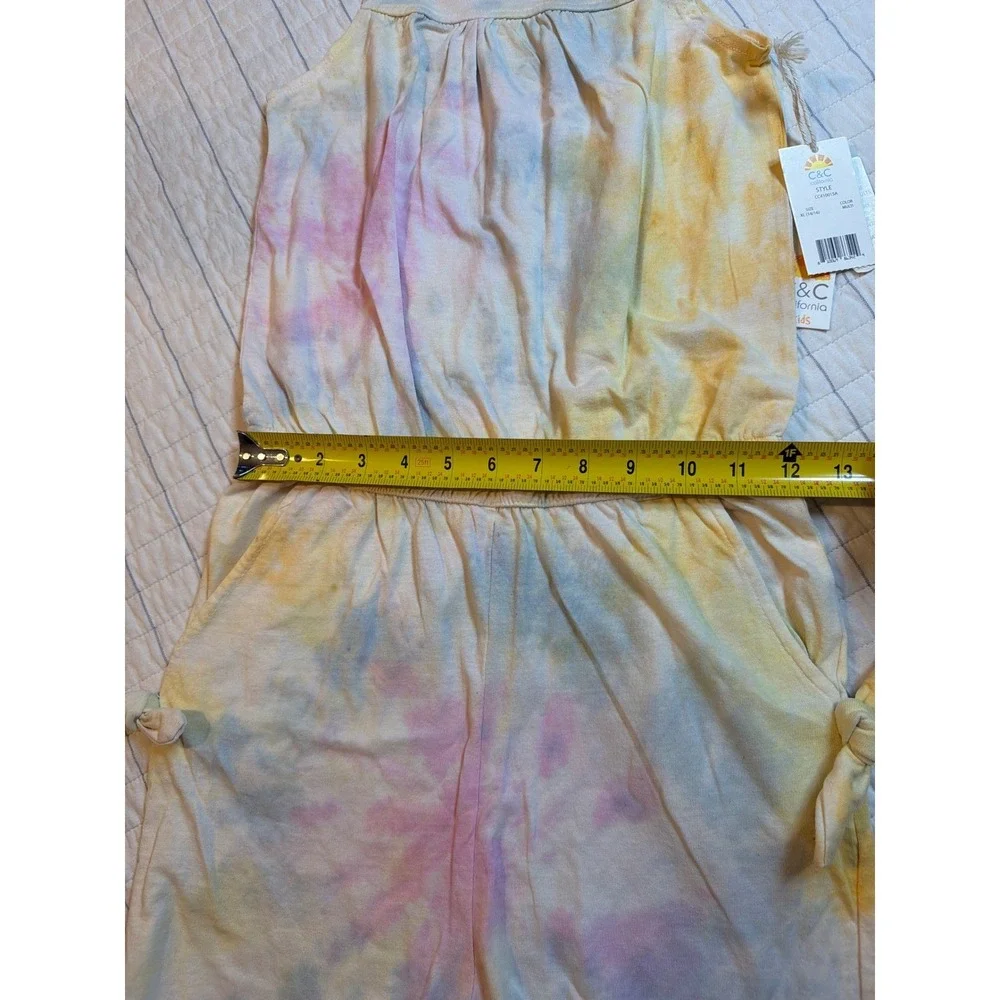 C&C California Kids‎ Girls Tie Dye Romper XL 14/16 Pastel Yellow Pink CC41001SA
